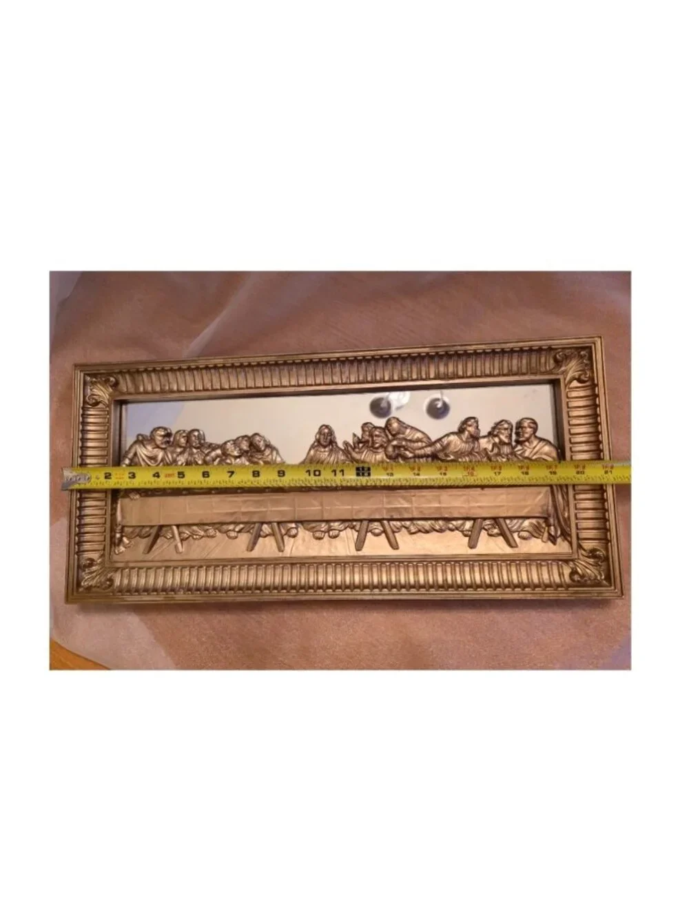 Vintage Home Interior Last Supper 3D Gold Mirror Wall Christian Religious Art
